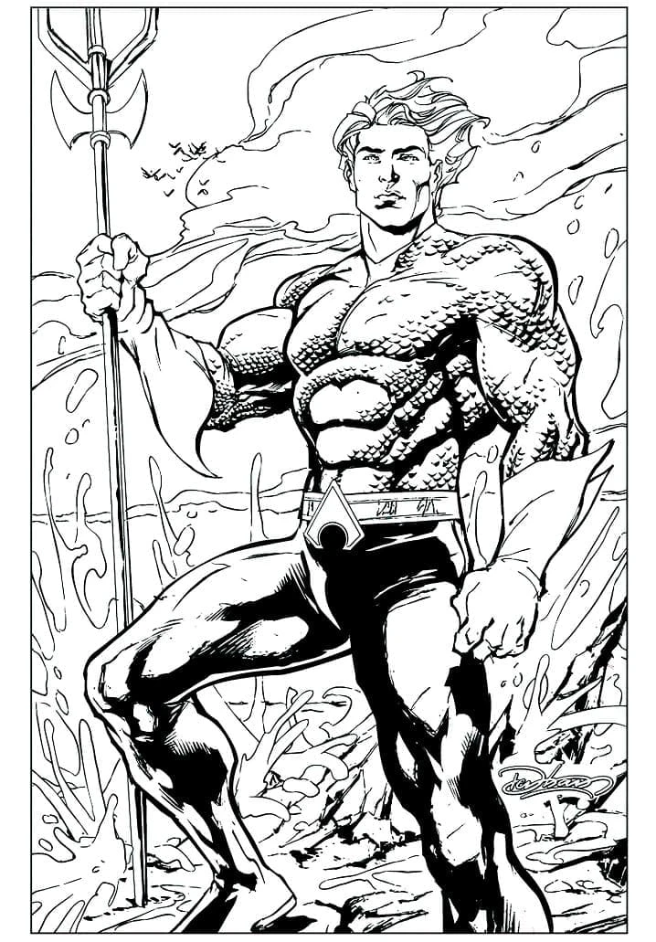 Aquaman boyama sayfası – okul öncesi, evde etkinlik