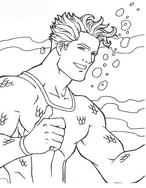 Aquaman boyama sayfası – sevimli karakter, sanatsal çalışma