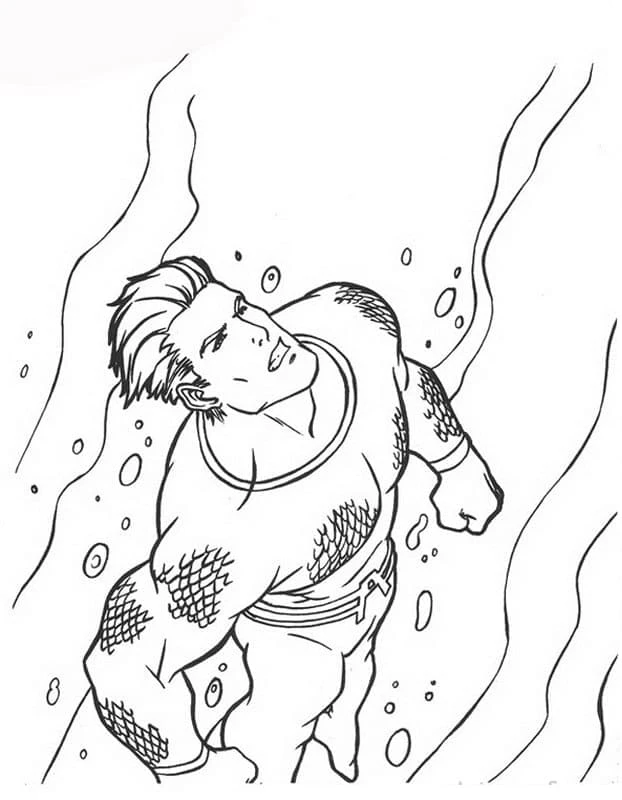 Aquaman boyama sayfası – çizgi film temalı, basit çizim
