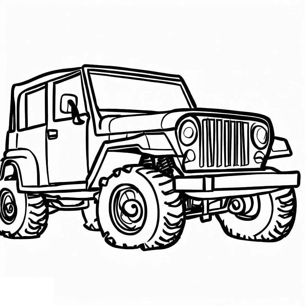Jeep boyama sayfası – sanatsal çalışma, çocuklar için
