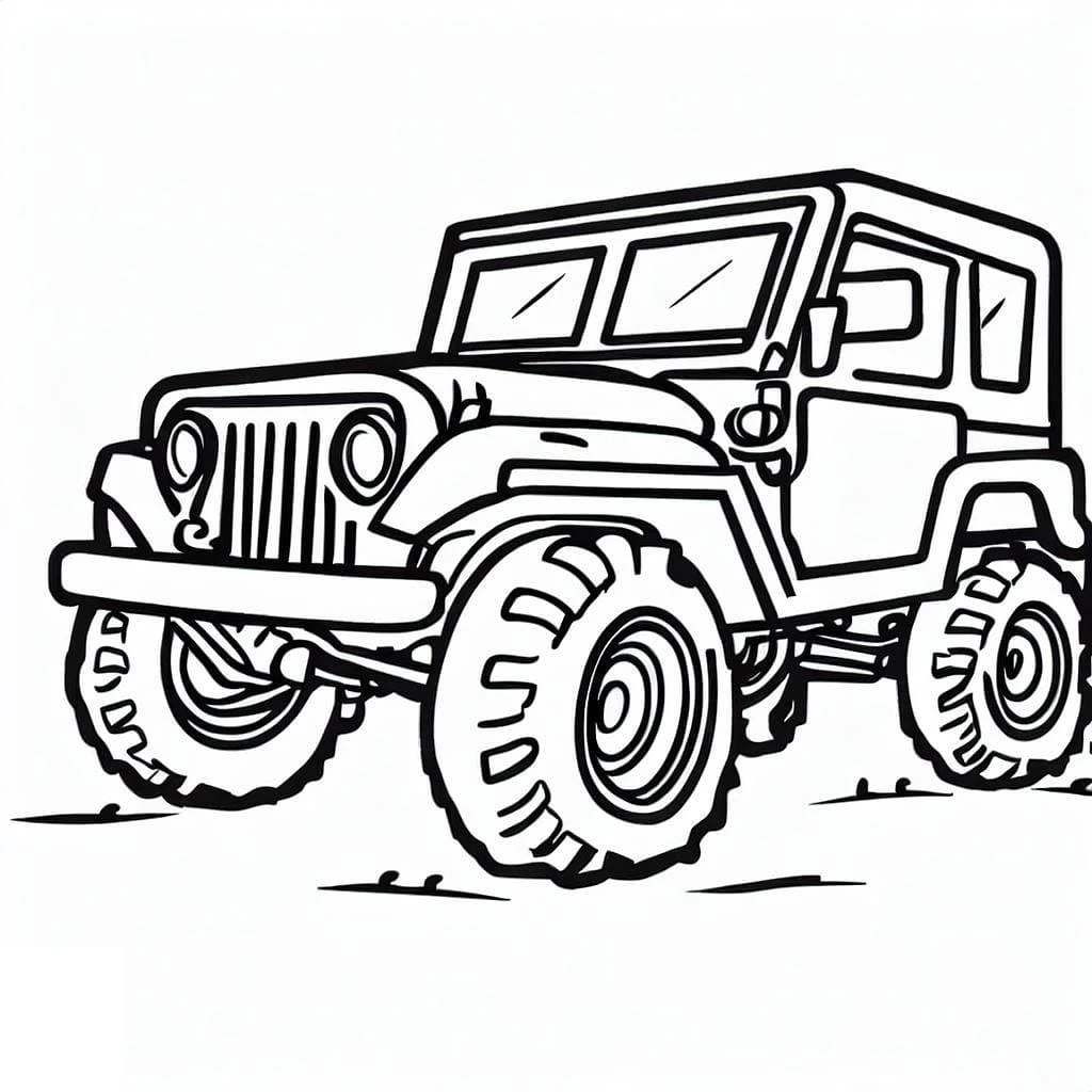 Jeep boyama sayfası – basit çizim, kolay boyama