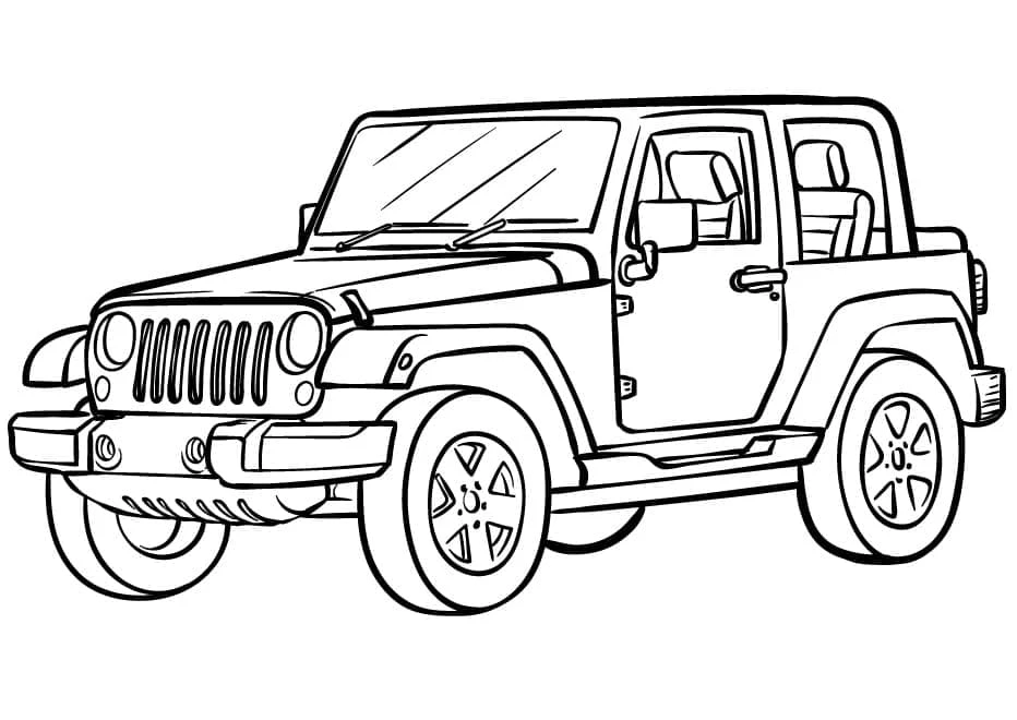 Jeep boyama sayfası – boyama çalışması, yaratıcılığı geliştirir