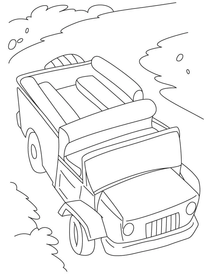 Jeep boyama sayfası – çocuklar için, çizgi film temalı