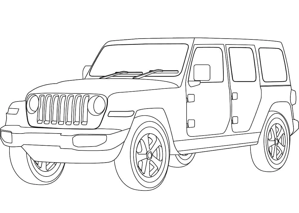 Jeep boyama sayfası – kolay boyama, eğitici aktivite