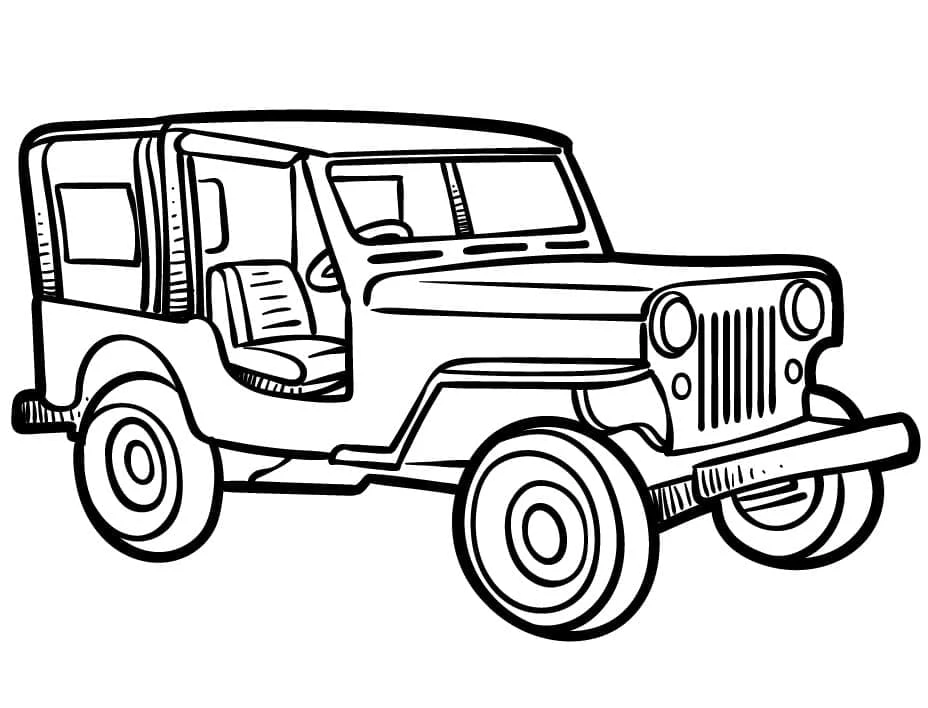 Jeep boyama sayfası – eğlenceli etkinlik, el becerilerini geliştirir