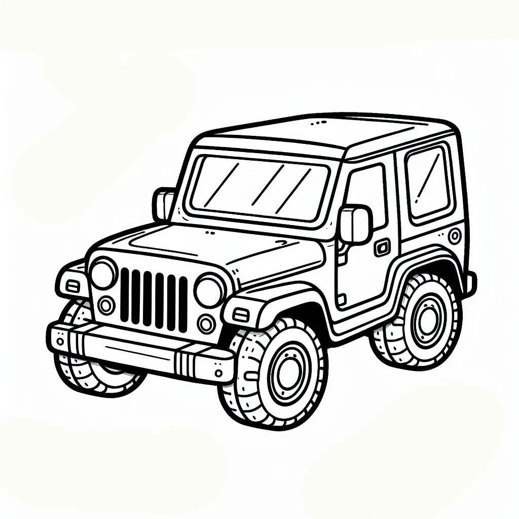 Jeep boyama sayfası – yaratıcılığı geliştirir, keyifli zaman