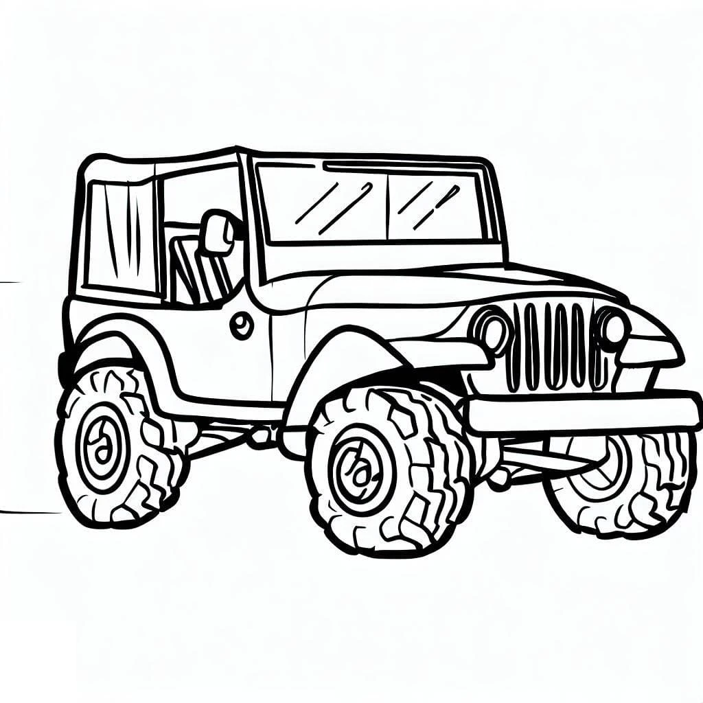 Jeep boyama sayfası – sevimli karakter, sanatsal çalışma