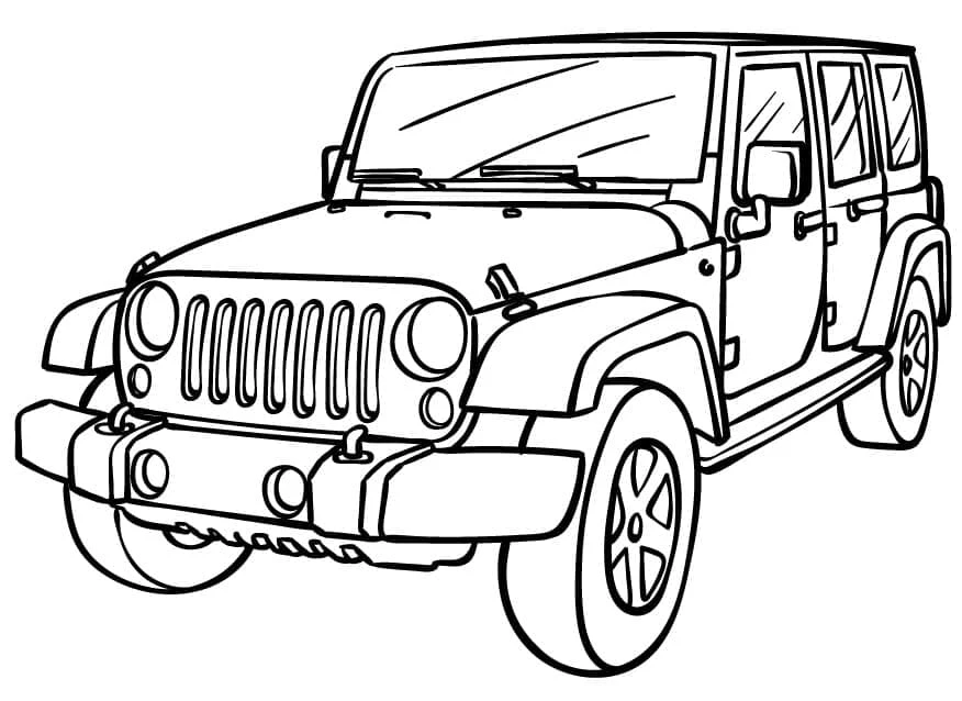 Jeep boyama sayfası – keyifli zaman, renkli çizimler