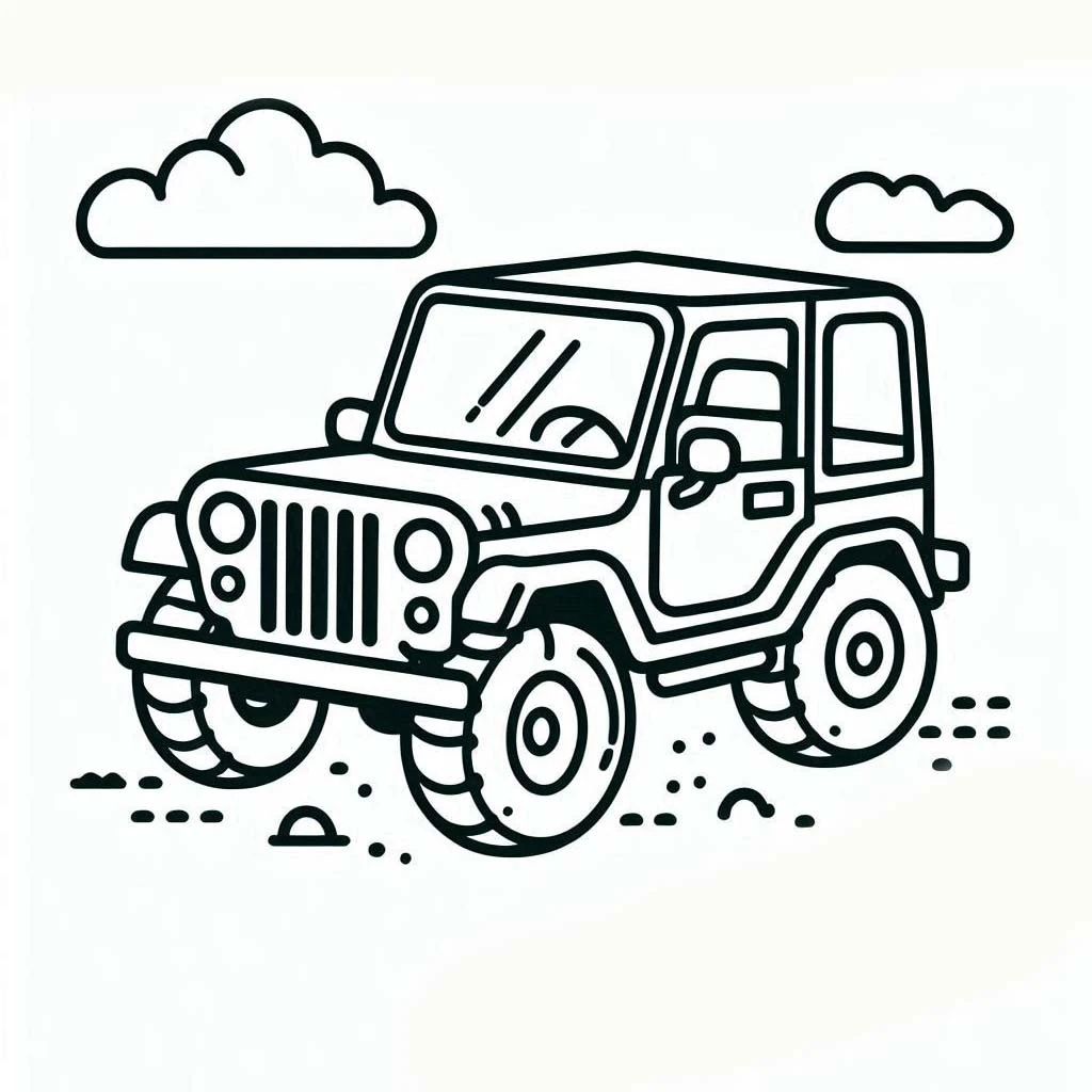 Jeep boyama sayfası – sanatsal çalışma, çocuklar için