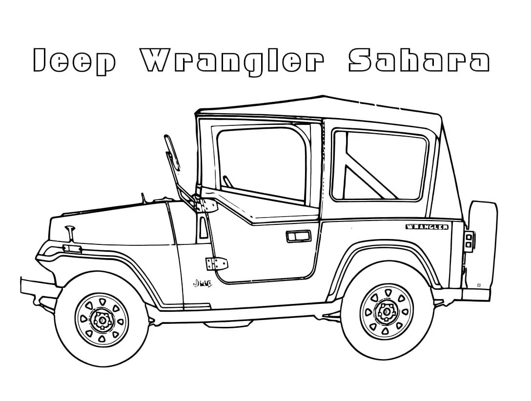 Jeep boyama sayfası – basit çizim, kolay boyama