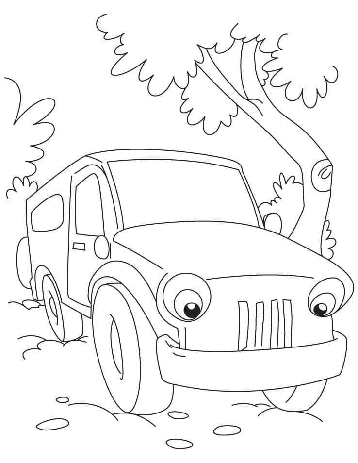 Jeep boyama sayfası – boyama çalışması, yaratıcılığı geliştirir