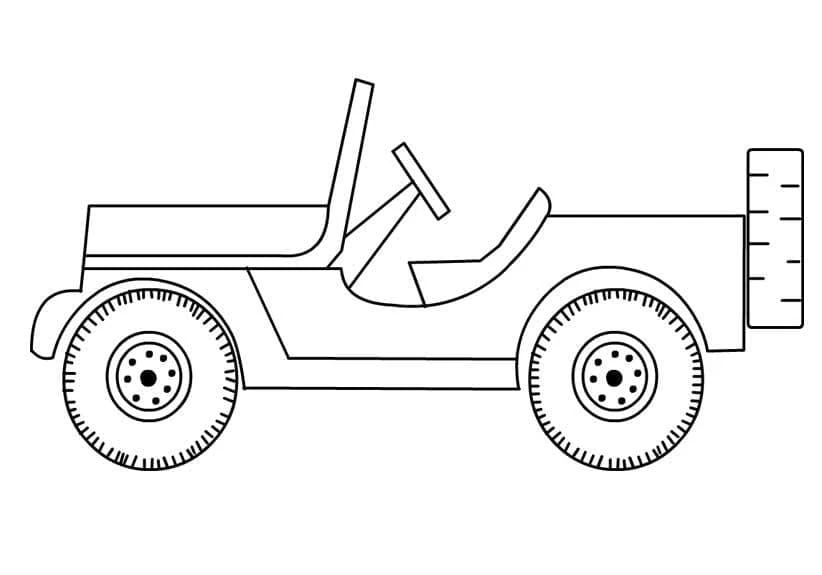 Jeep boyama sayfası – renkli çizimler, okul öncesi