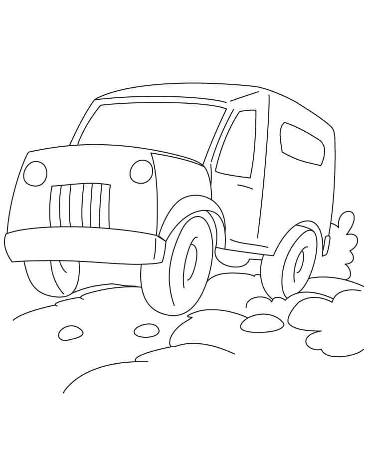 Jeep boyama sayfası – kolay boyama, eğitici aktivite
