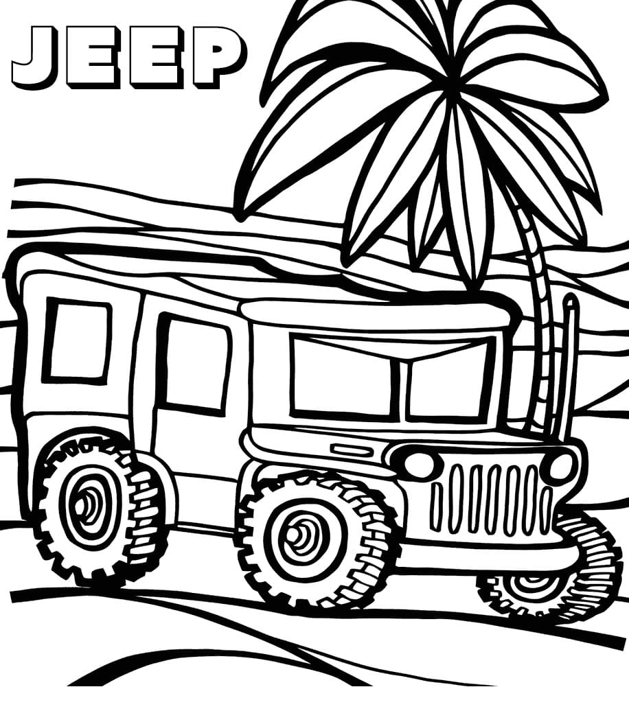 Jeep boyama sayfası – okul öncesi, evde etkinlik