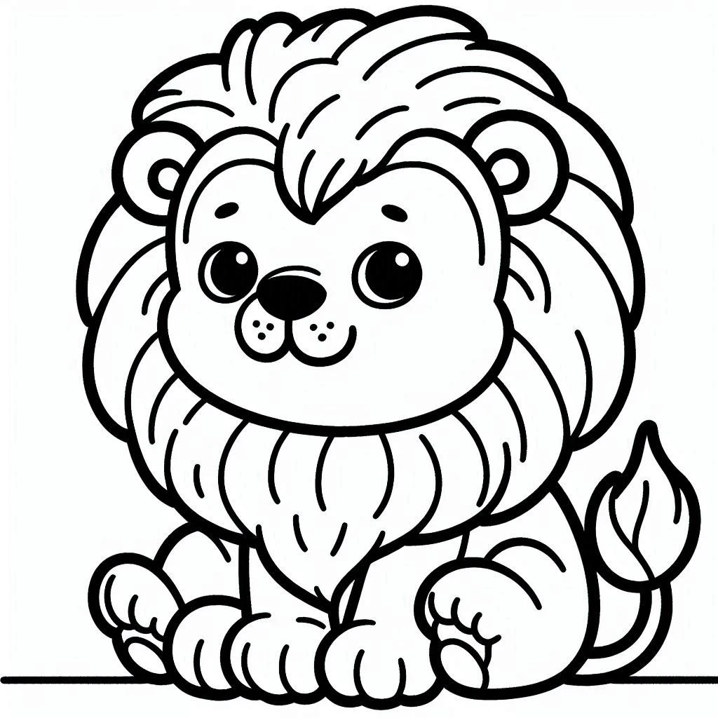 Aslan boyama sayfası – el becerilerini geliştirir, boyama çalışması