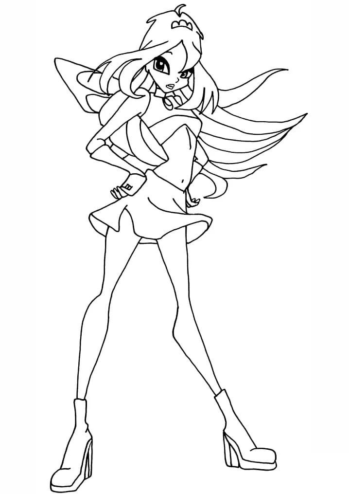 Winx Club boyama sayfası – basit çizim, kolay boyama