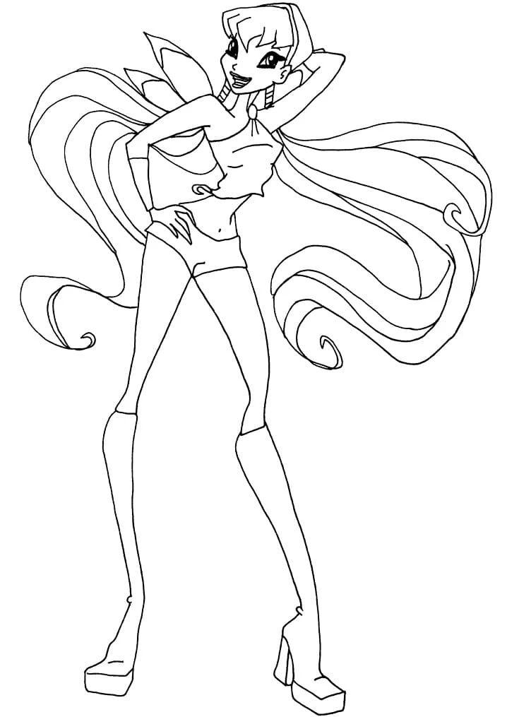 Winx Club boyama sayfası – sanatsal çalışma, çocuklar için