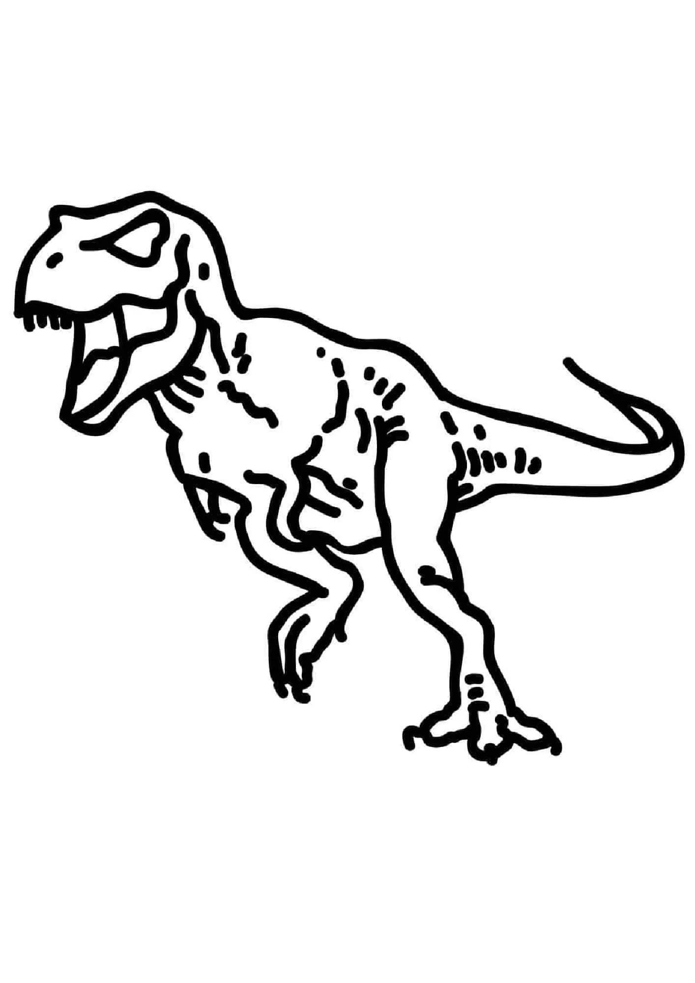 T-rex boyama sayfası – sevimli karakter, sanatsal çalışma