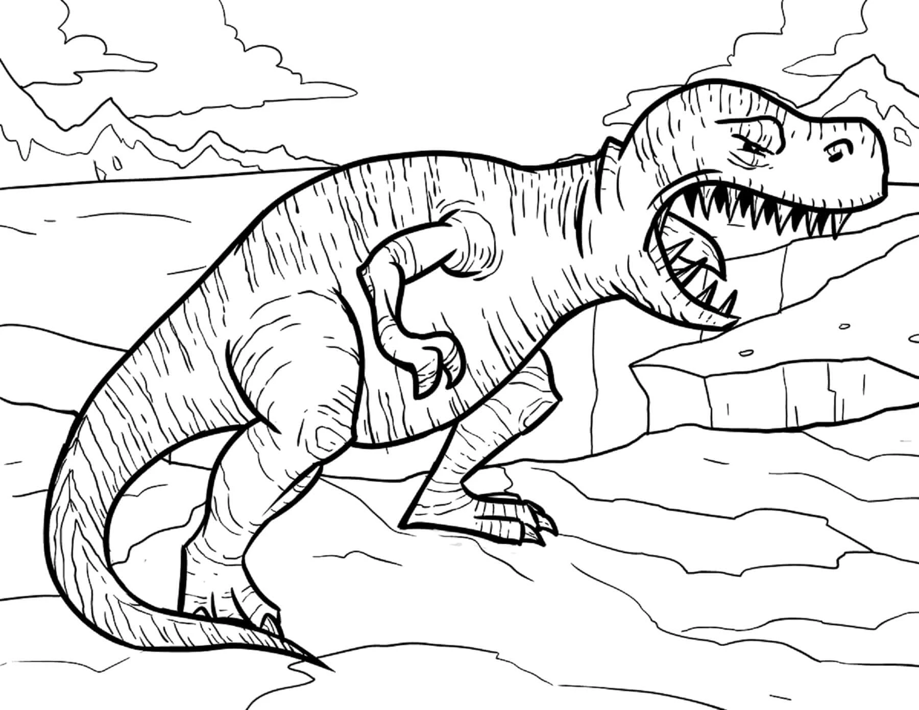 T-rex boyama sayfası – eğitici aktivite, yaratıcılık