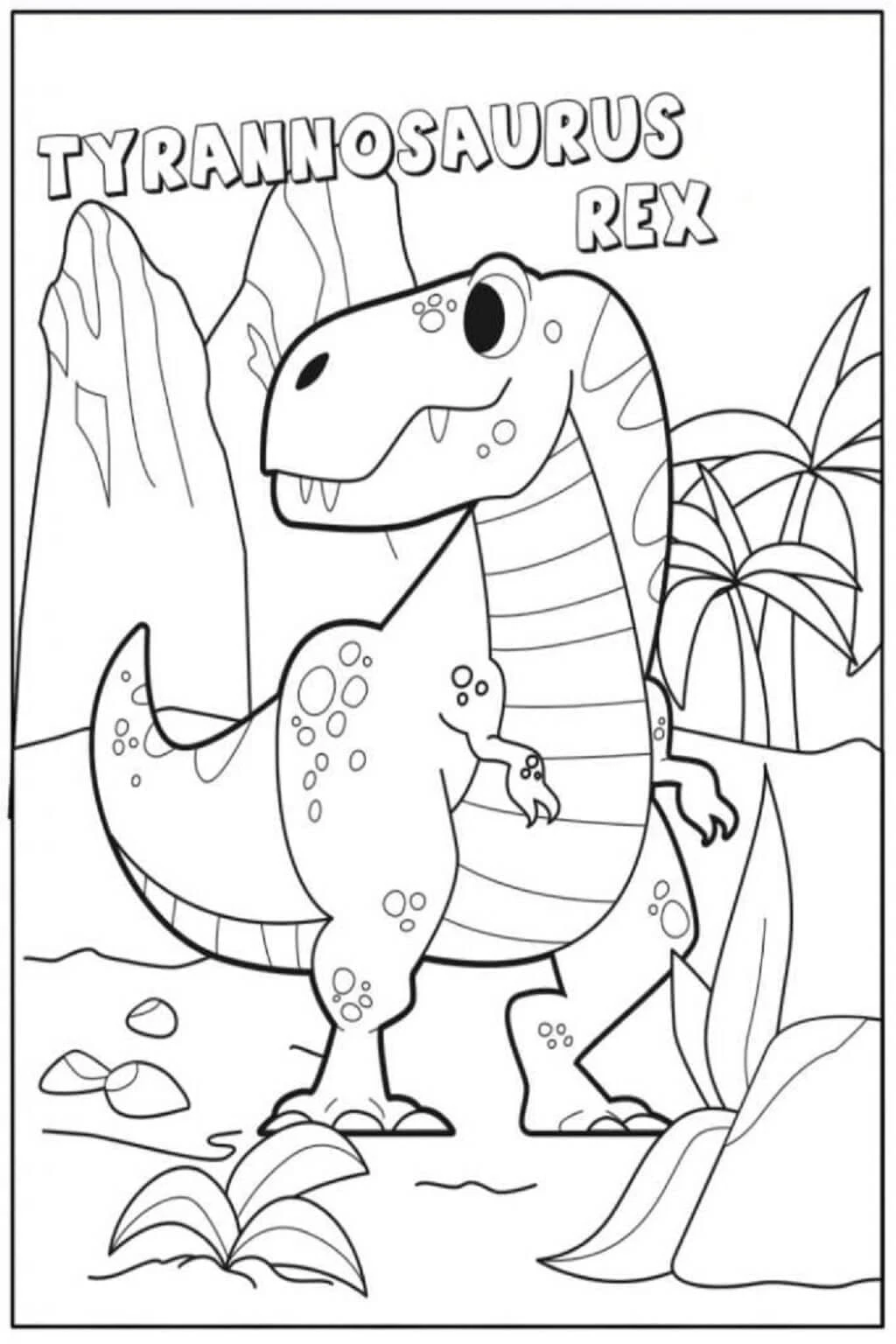 T-rex boyama sayfası – sanatsal çalışma, çocuklar için