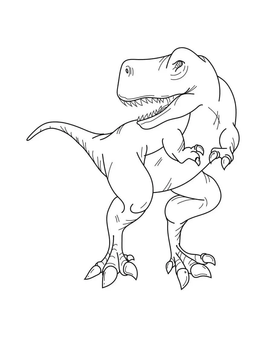 T-rex boyama sayfası – basit çizim, kolay boyama
