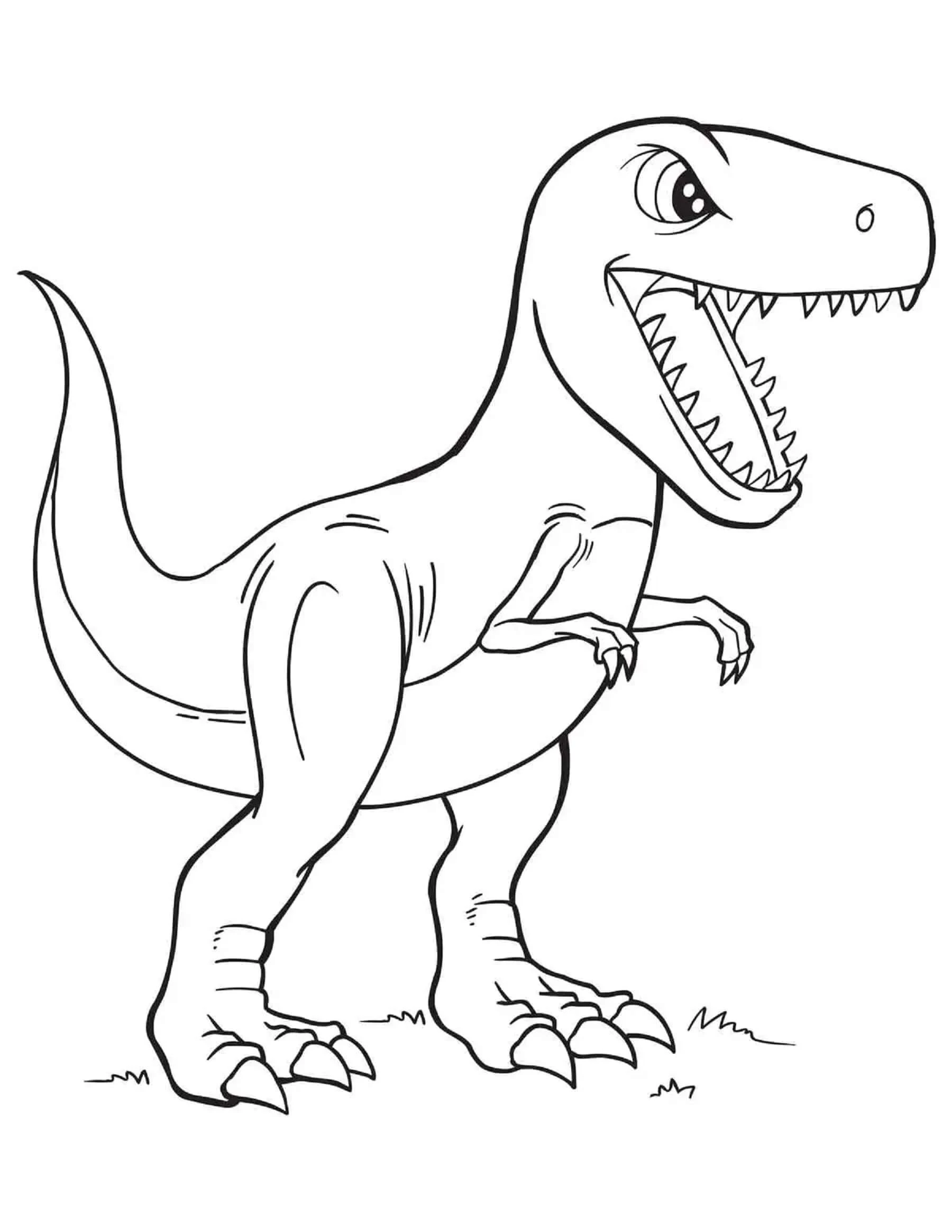 T-rex boyama sayfası – renkli çizimler, okul öncesi