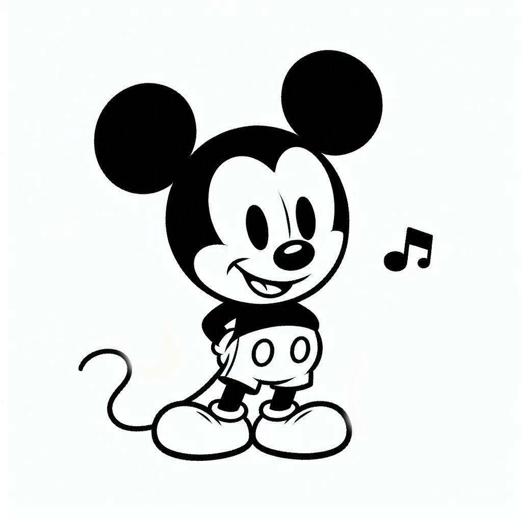 Mickey Mouse (Miki Fare) boyama sayfası – eğitici aktivite, yaratıcılık