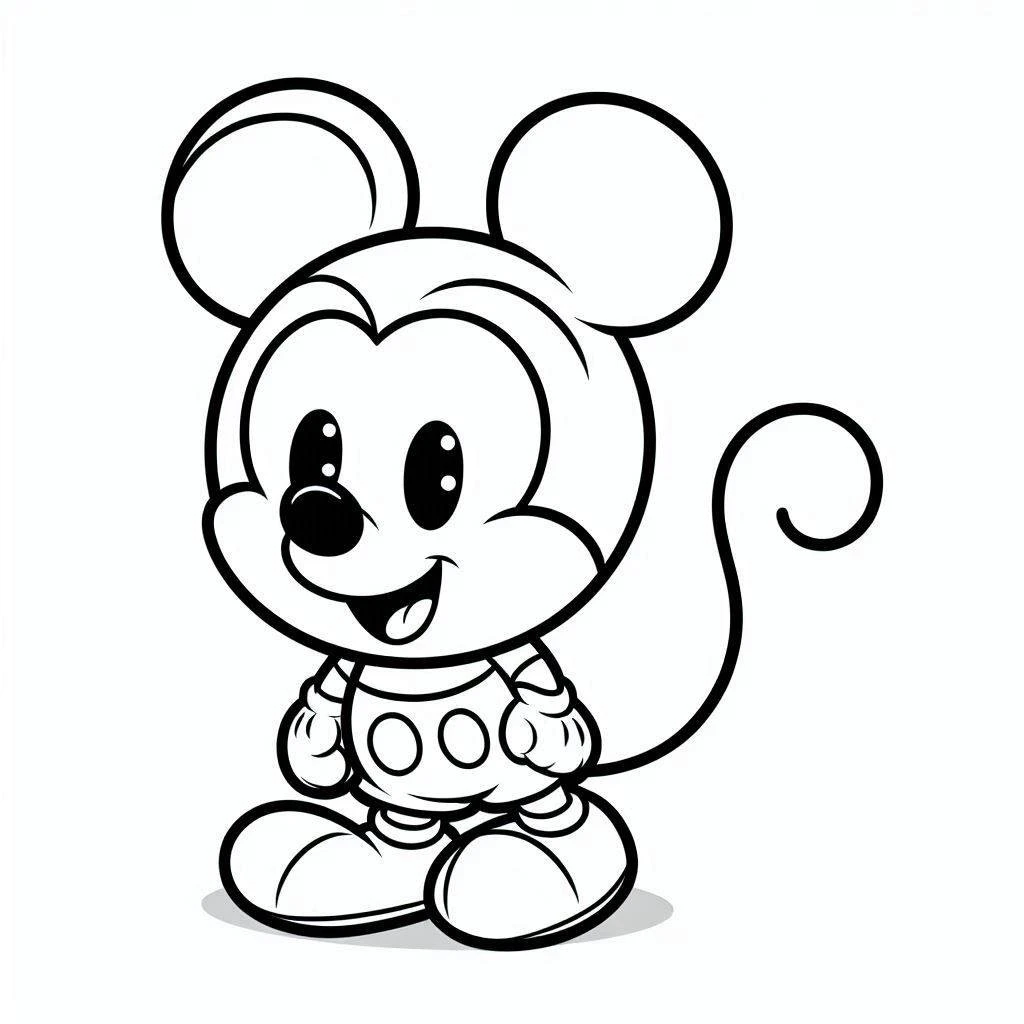 Mickey Mouse (Miki Fare) boyama sayfası – el becerilerini geliştirir, boyama çalışması