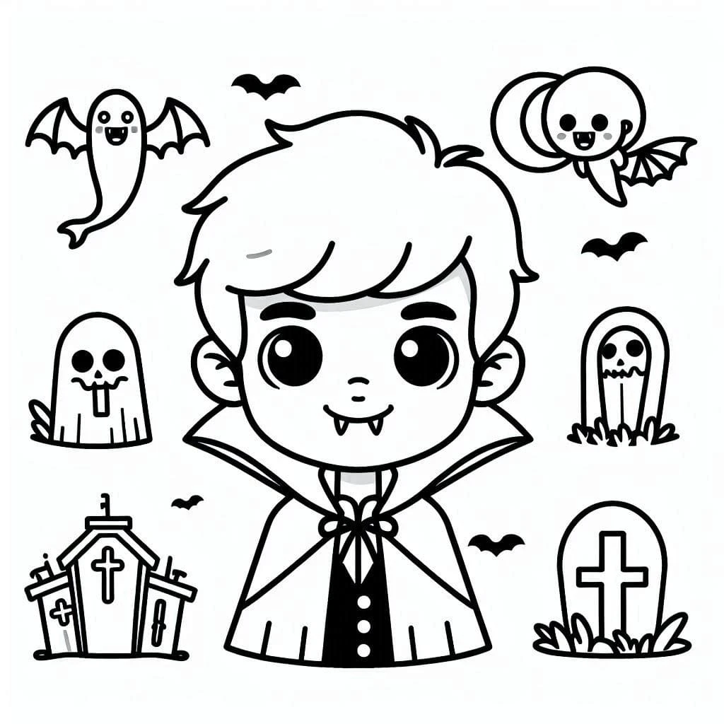 Vampir boyama sayfası – boyama etkinliği, çocuk aktivitesi