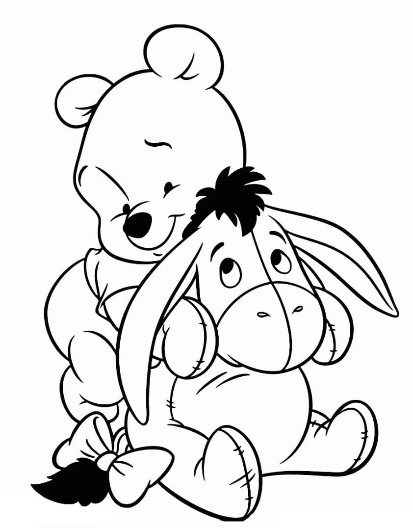 Ayı Winnie (Winnie-the-Pooh) boyama sayfası – basit çizim, kolay boyama
