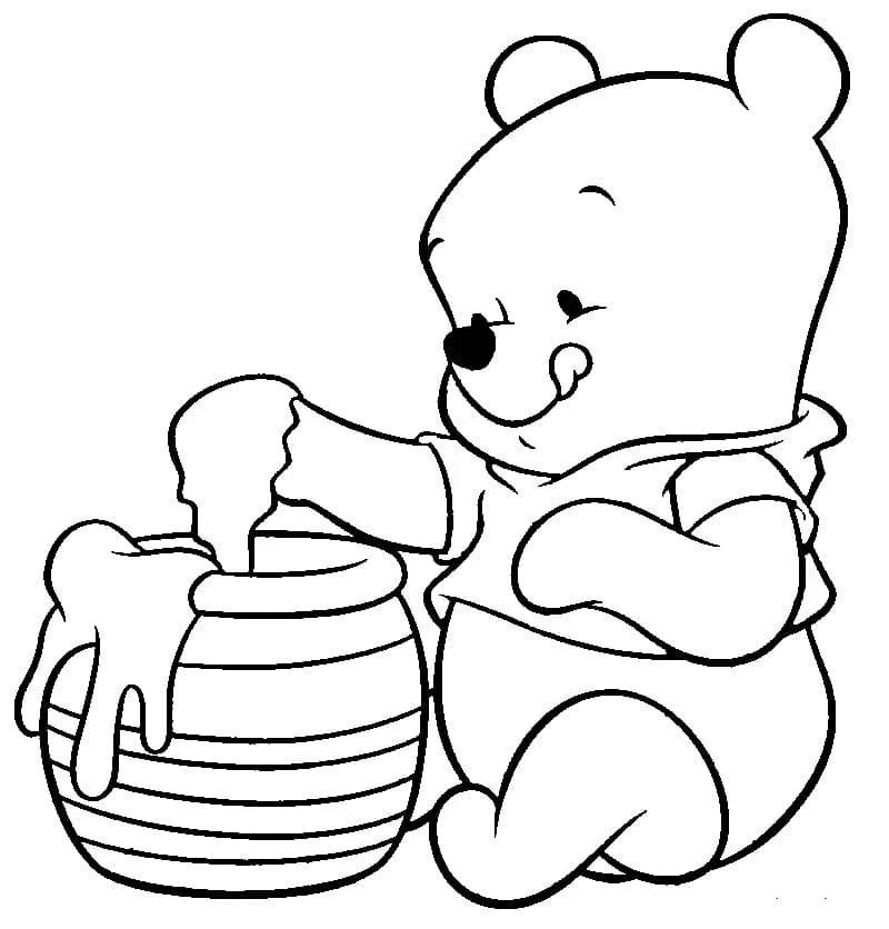 Ayı Winnie (Winnie-the-Pooh) boyama sayfası – sevimli karakter, sanatsal çalışma