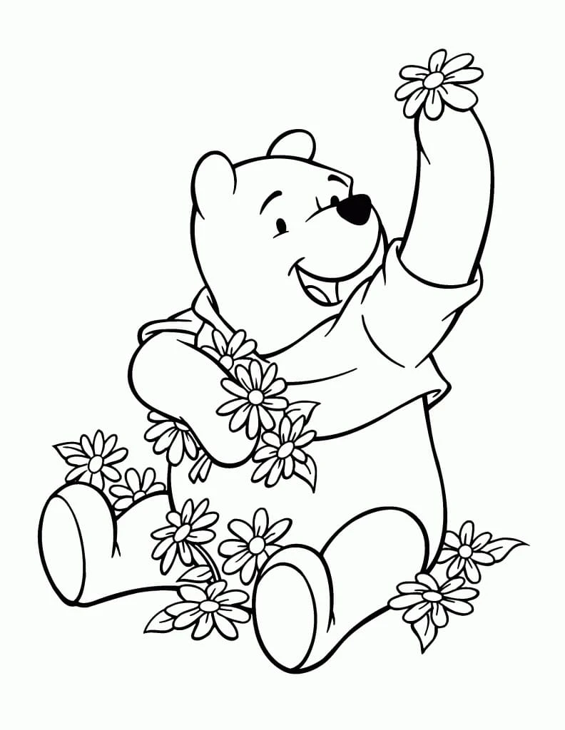 Ayı Winnie (Winnie-the-Pooh) boyama sayfası – çocuk aktivitesi, PDF indir