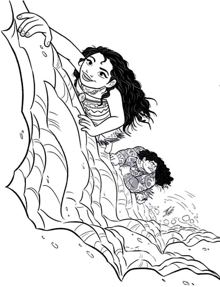 Moana boyama sayfası – basit çizim, kolay boyama