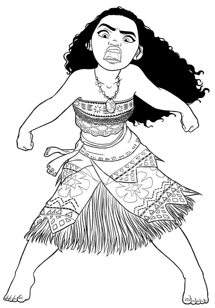 Moana boyama sayfası – eğlenceli etkinlik, el becerilerini geliştirir