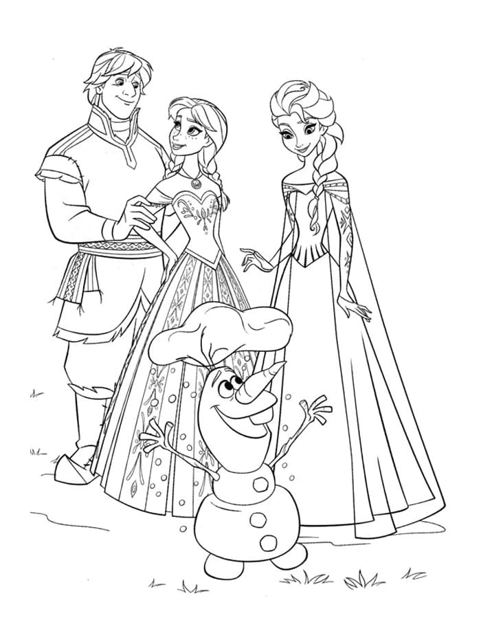 Frozen (Karlar Ülkesi) boyama sayfası – çizgi film temalı, basit çizim