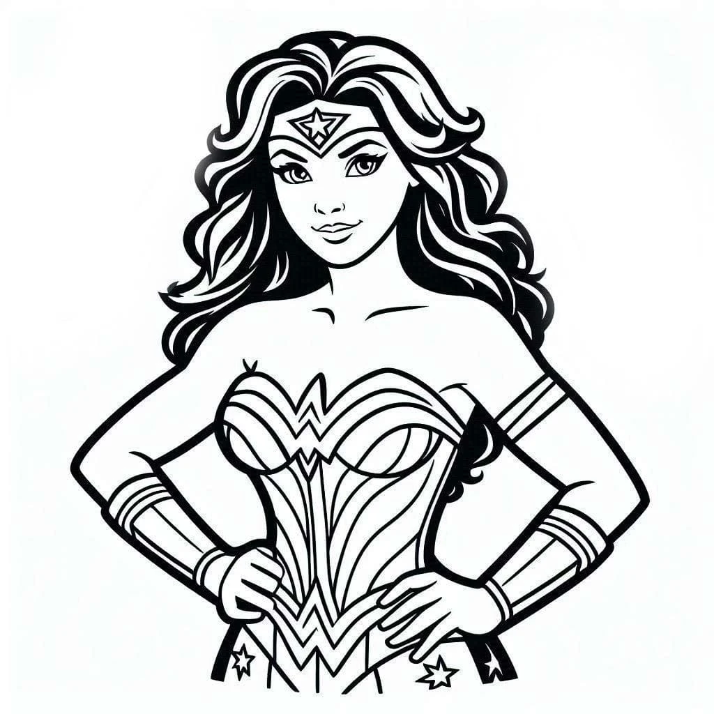Mucize Kadın (Wonder Woman) boyama sayfası – çizgi film temalı, basit çizim