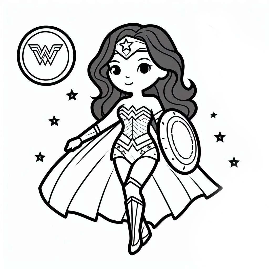 Mucize Kadın (Wonder Woman) boyama sayfası – keyifli zaman, renkli çizimler