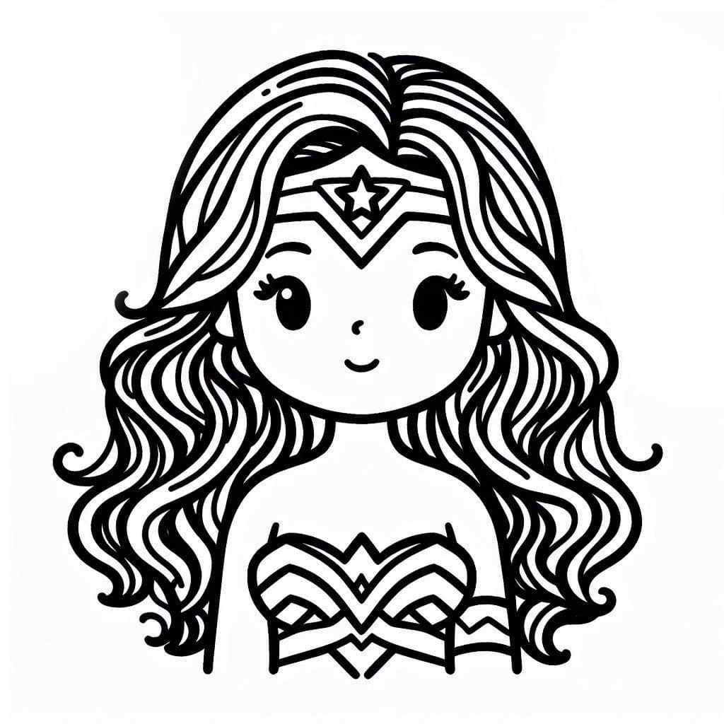 Mucize Kadın (Wonder Woman) boyama sayfası – çocuk aktivitesi, PDF indir