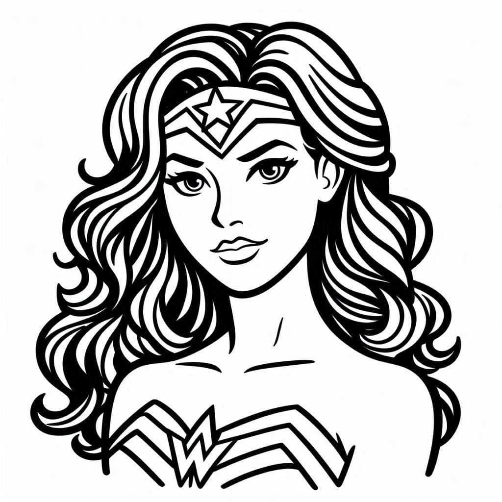 Mucize Kadın (Wonder Woman) boyama sayfası – sanatsal çalışma, çocuklar için