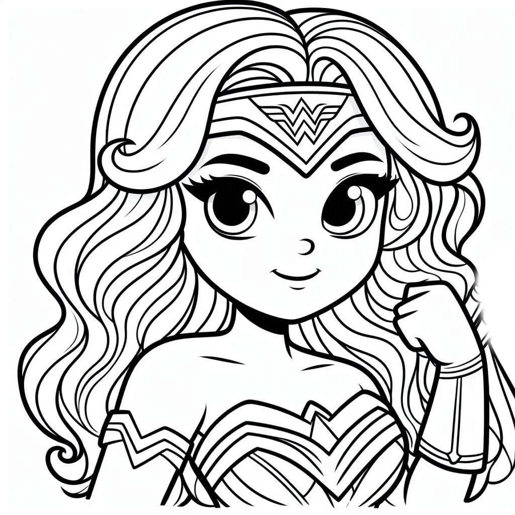 Mucize Kadın (Wonder Woman) boyama sayfası – boyama çalışması, yaratıcılığı geliştirir