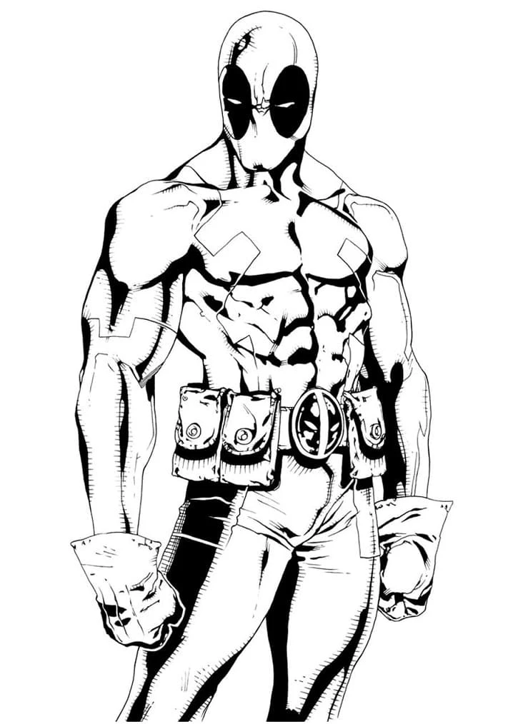 Deadpool boyama sayfası #27 – dikkat ve odaklanma geliştirir, A4 baskıya uygun