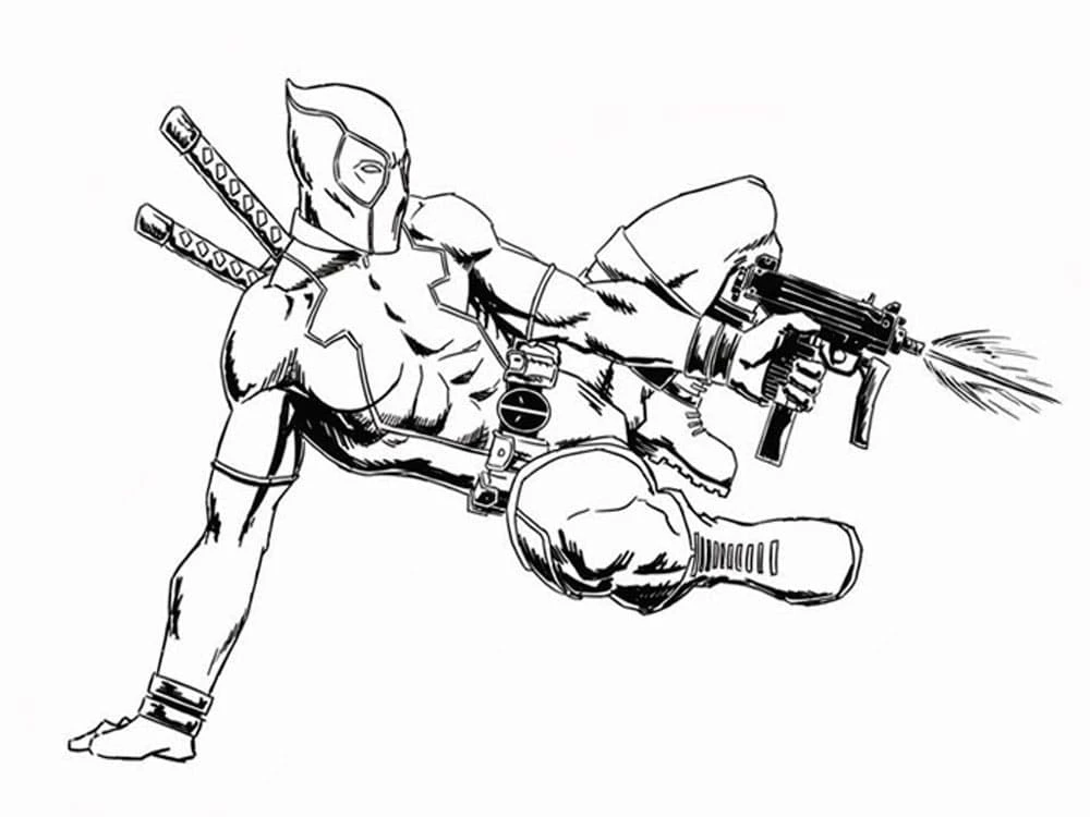 Deadpool boyama sayfası #31 – sabır ve özgüven kazandırır, yaratıcı sanat çalışması