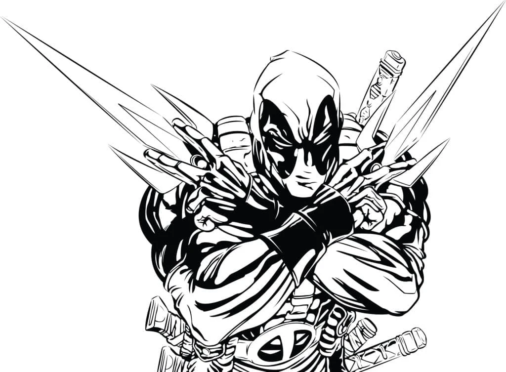 Deadpool boyama sayfası #35 – mürekkep tasarrufu sağlar, PDF indir