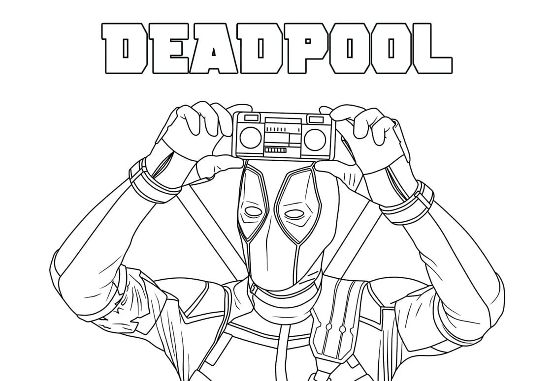 Deadpool boyama sayfası #44 – kolay boyama, eğitici aktivite