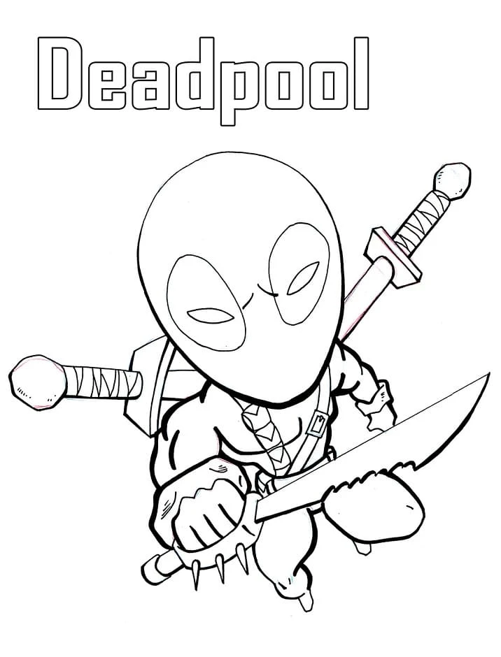 Deadpool boyama sayfası #55 – çocuk aktivitesi, ilkokul öğrencileri için