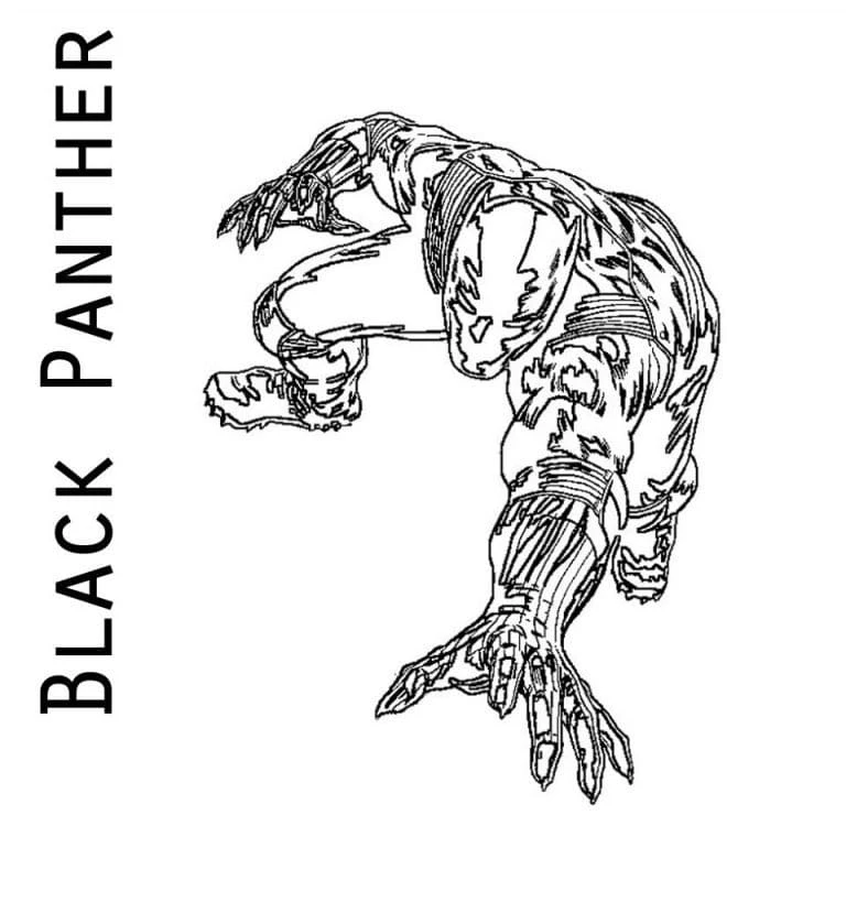 Kara Panter (Black Panther) boyama sayfası – çizgi film temalı, basit çizim