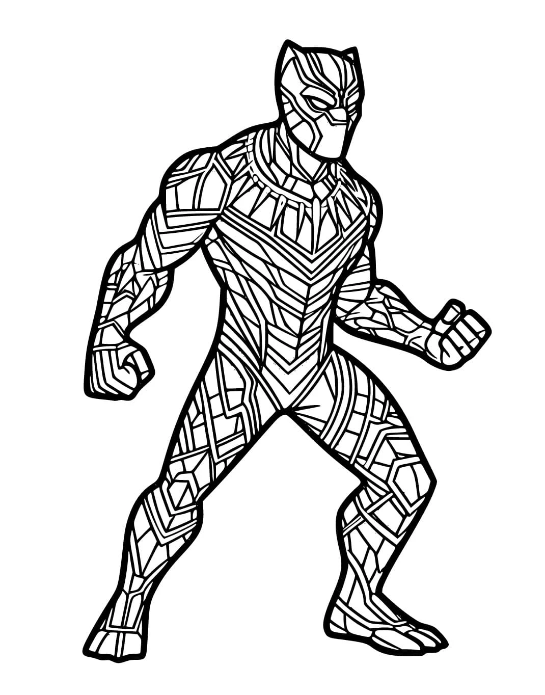 Kara Panter (Black Panther) boyama sayfası – çocuk aktivitesi, PDF indir