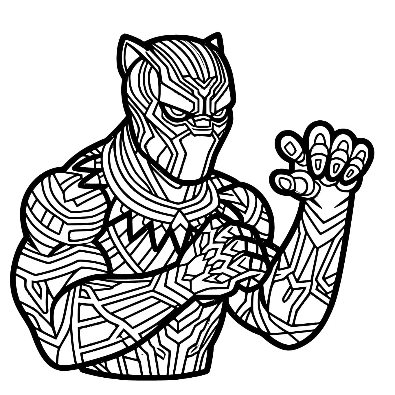 Kara Panter (Black Panther) boyama sayfası – PDF indir, sevimli karakter