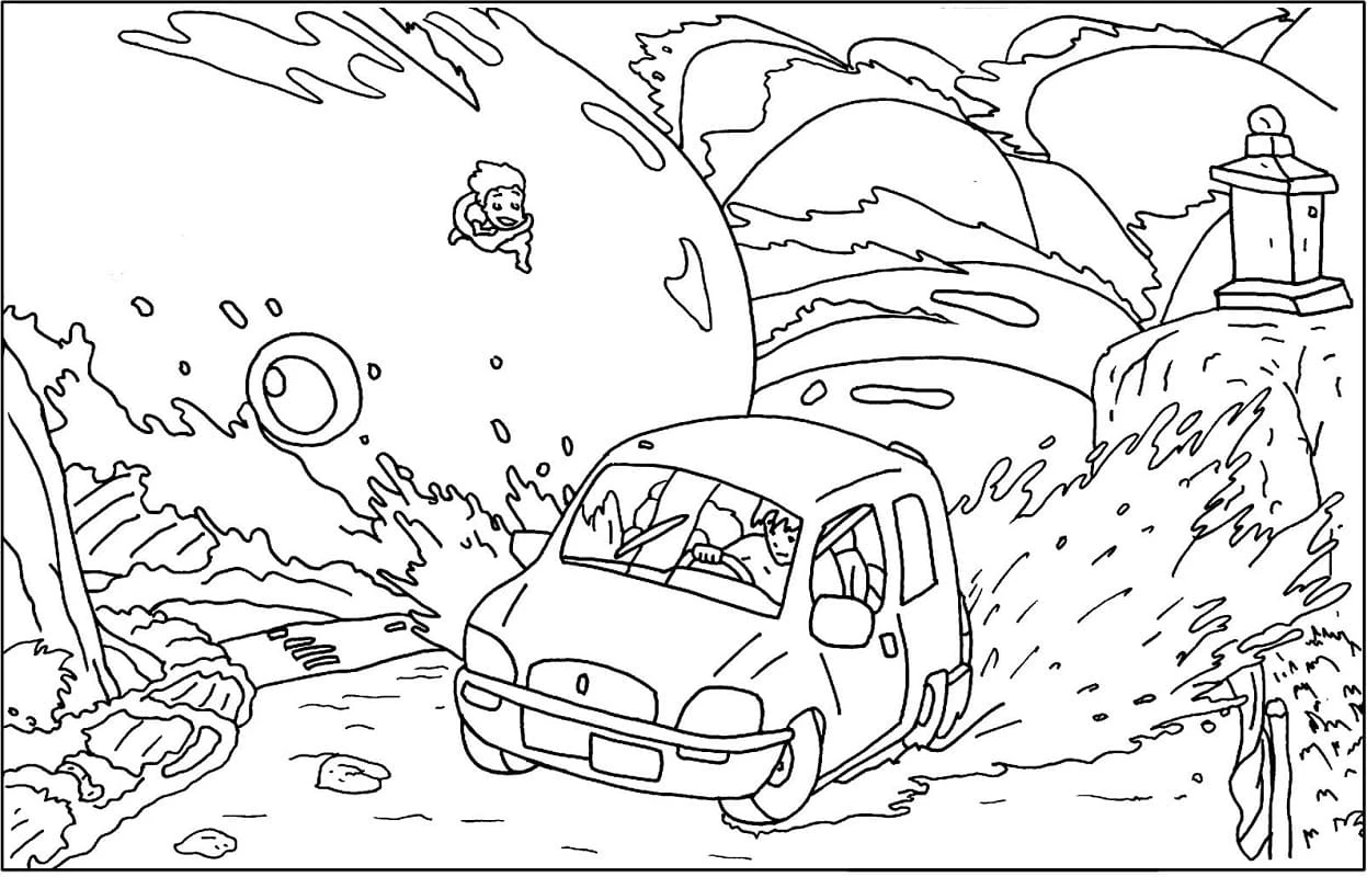 Ponyo boyama sayfası – çocuklar için, çizgi film temalı