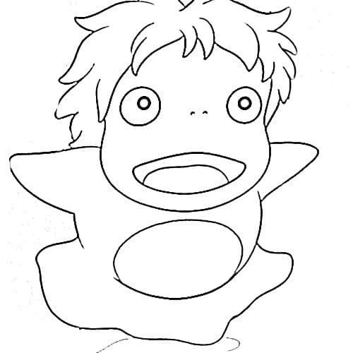 Ponyo boyama sayfası – kolay boyama, eğitici aktivite